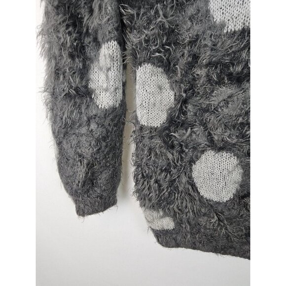 Joseph A Women's Sweater Size Small Gray Fuzzy Polka Dot Long Sleeve Knit Top - Picture 4 of 9